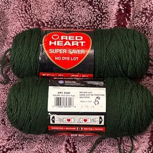 Discontinued Red Heart Super Saver Yarn, Dark Sage, 100% Acrylic, 7oz, 2 skeins